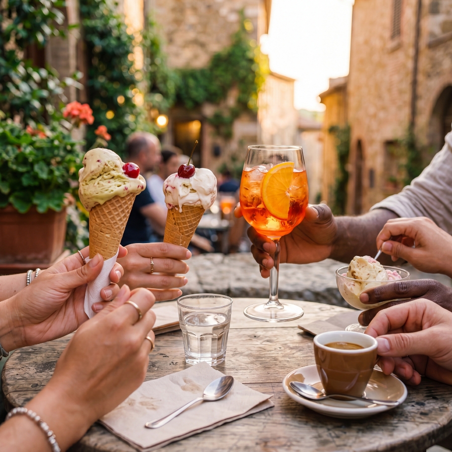 Friends sharing aperitivo together